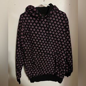 SHANE DAWSON Limited Edition All Over Pig Print Fleece Hoodie Black Pink Men's S